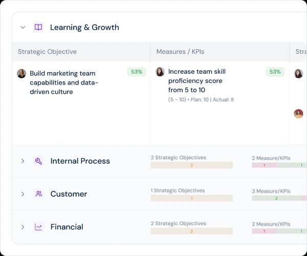Balanced Scorecard four perspectives live view