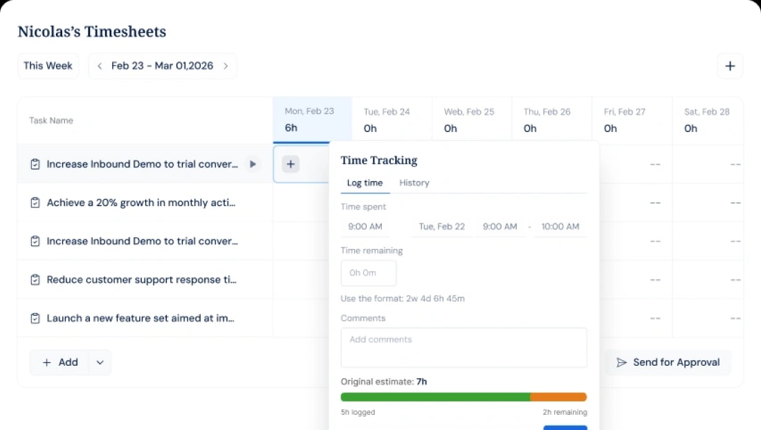 Timesheet view showing capacity, overtime and utilization