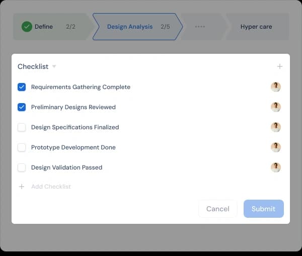 Stage gate reviews across project phases