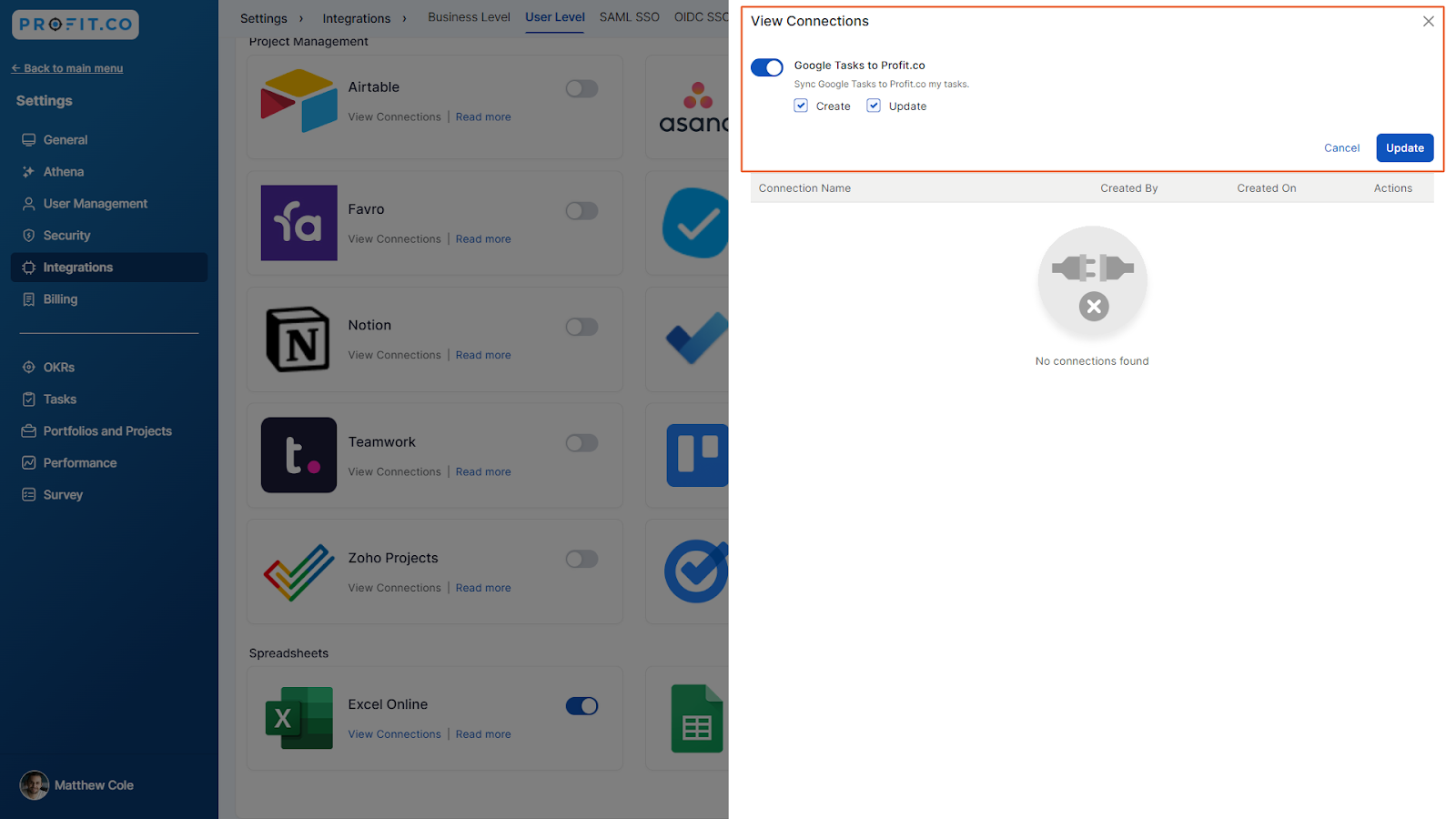 Google Tasks to Profit.co: screenshot 1