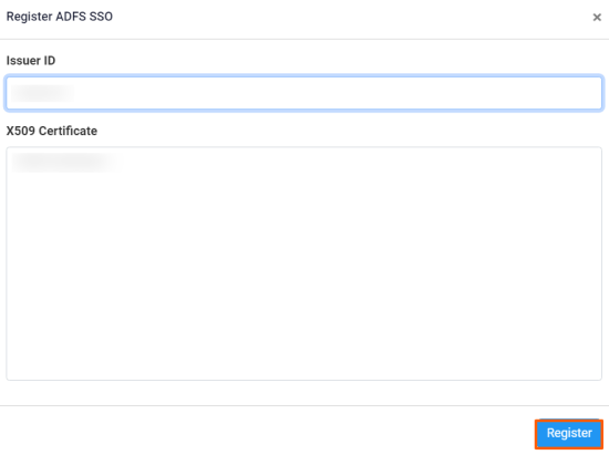 To enable ADFS Single Sign-On: screenshot 3
