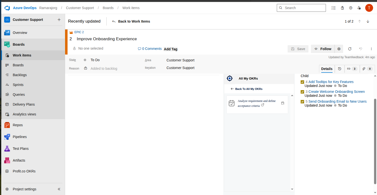 Create a DevOps issue as a Task screenshot 2