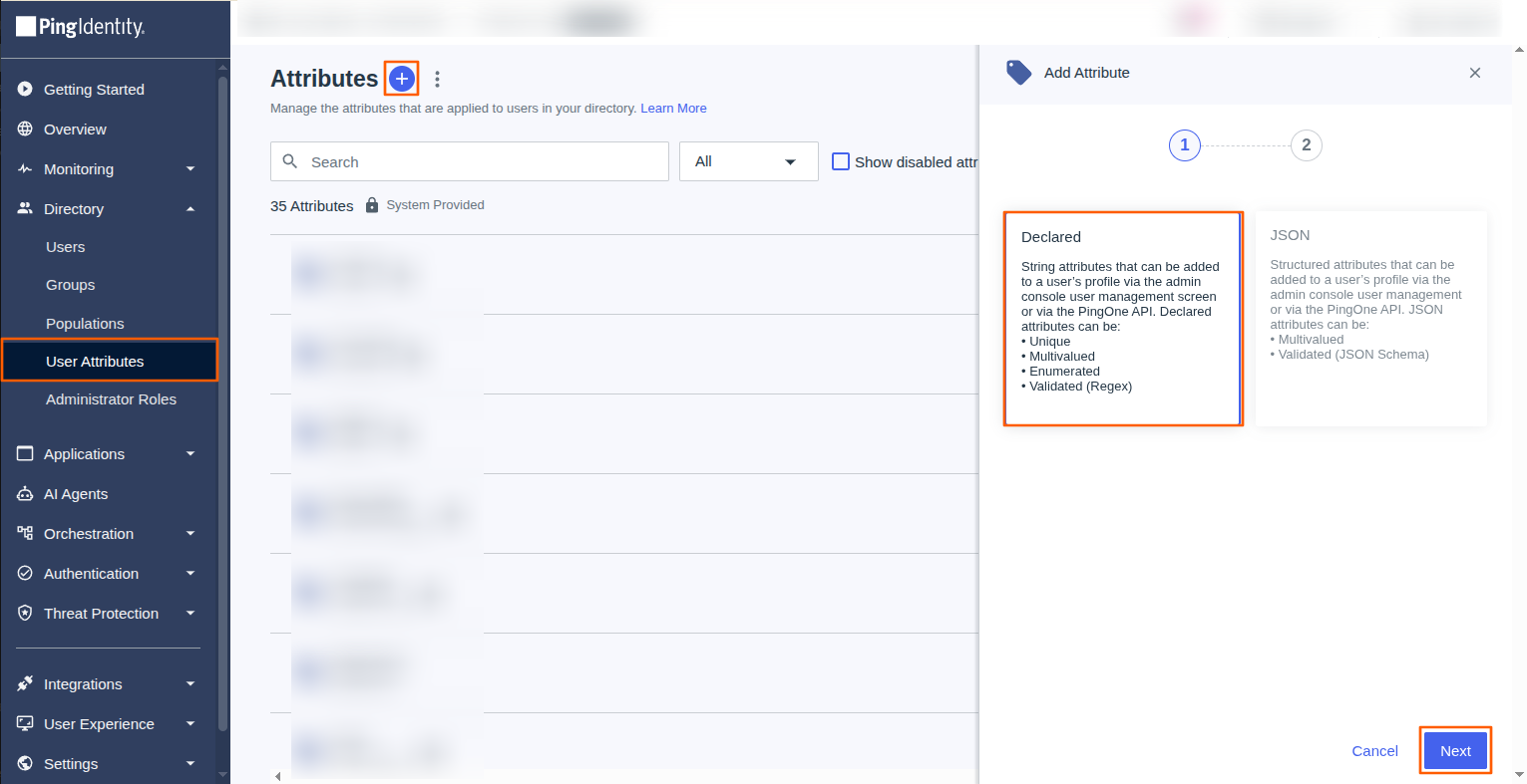 Create a Custom Attribute in Ping Identity screenshot 1