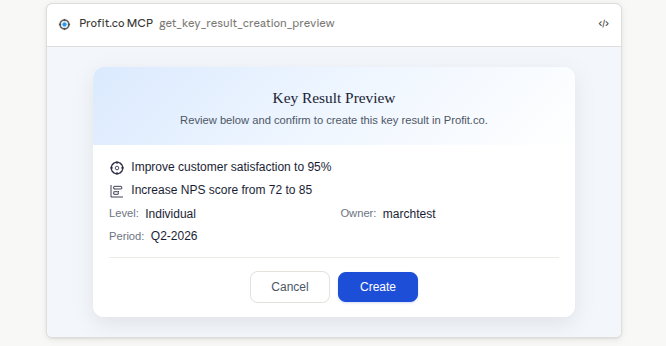 2. Create Key Result screenshot 1