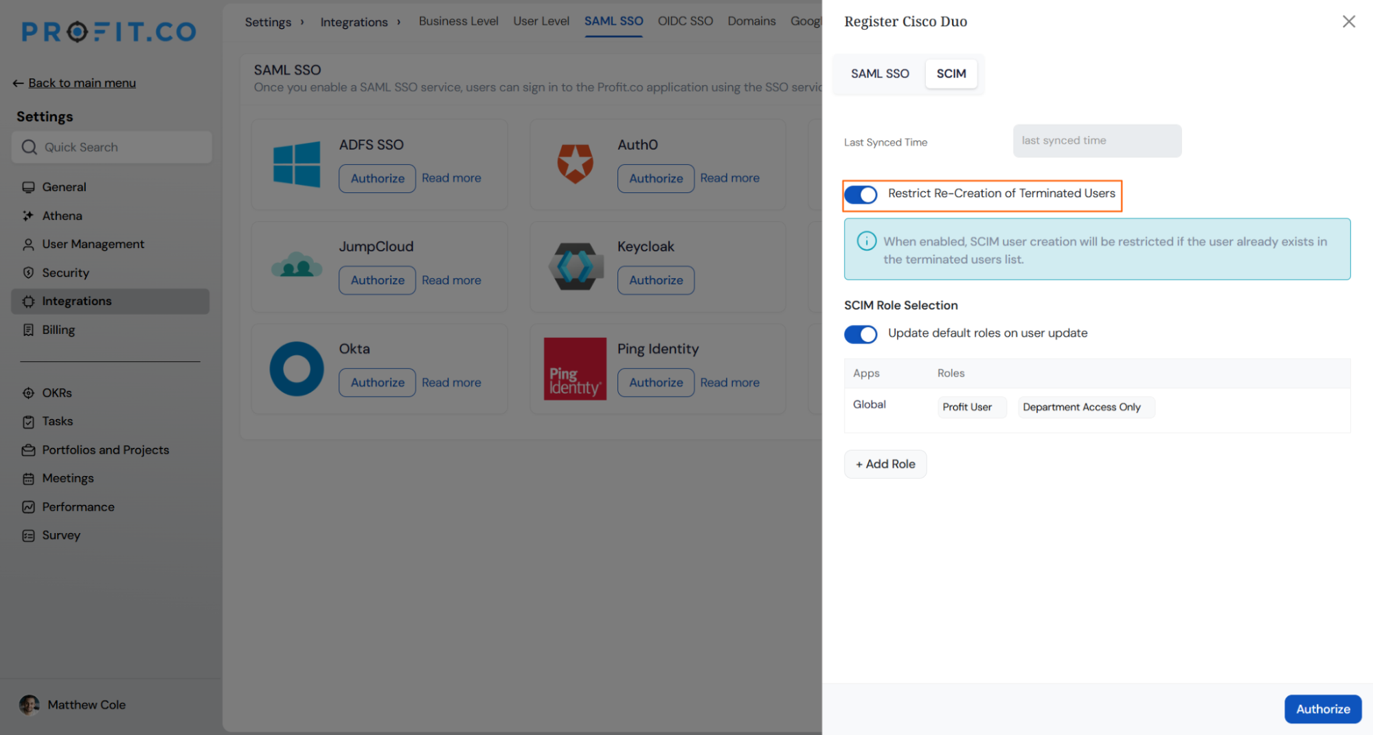 Restrict Re-Creation of Terminated Users screenshot