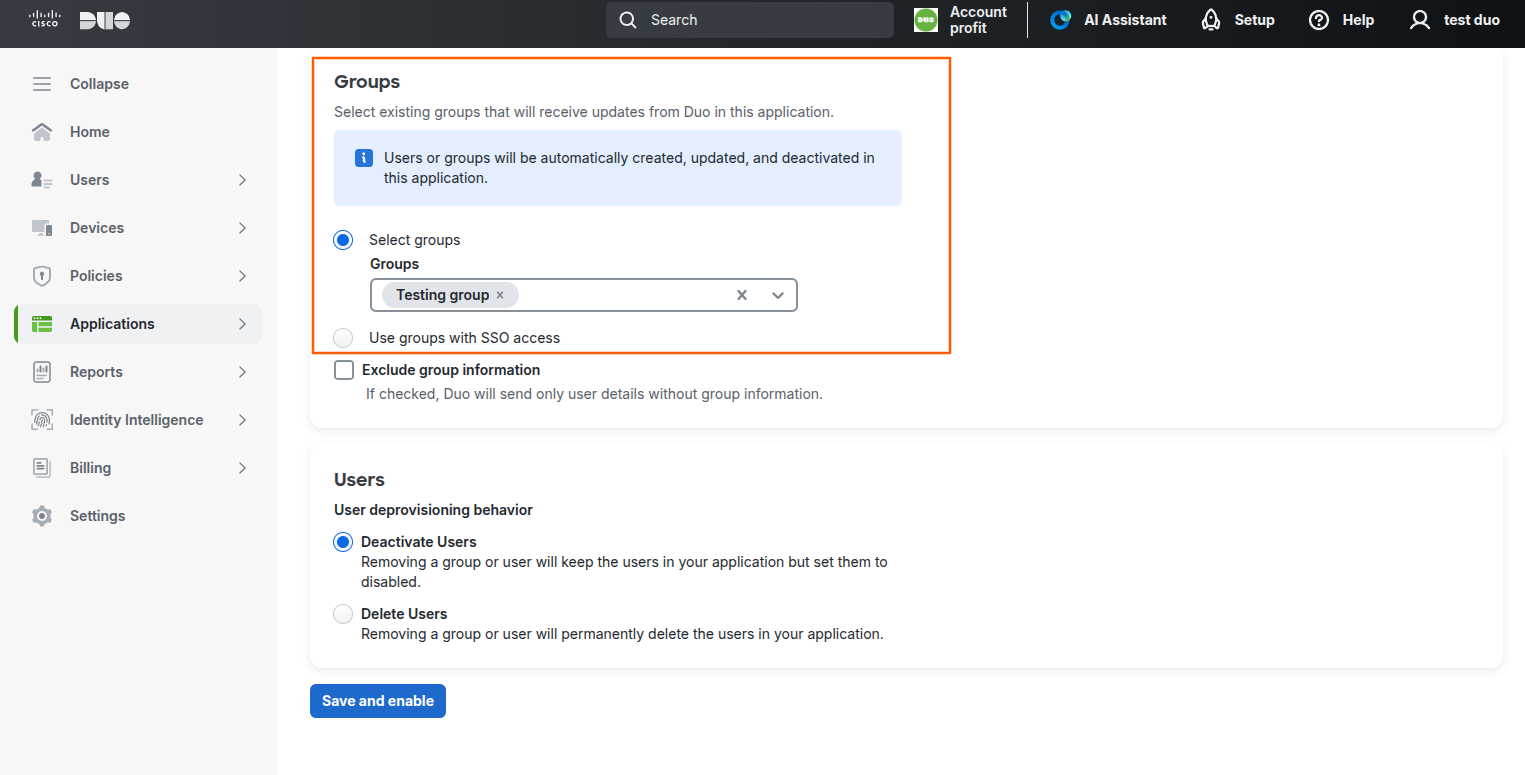 Groups screenshot