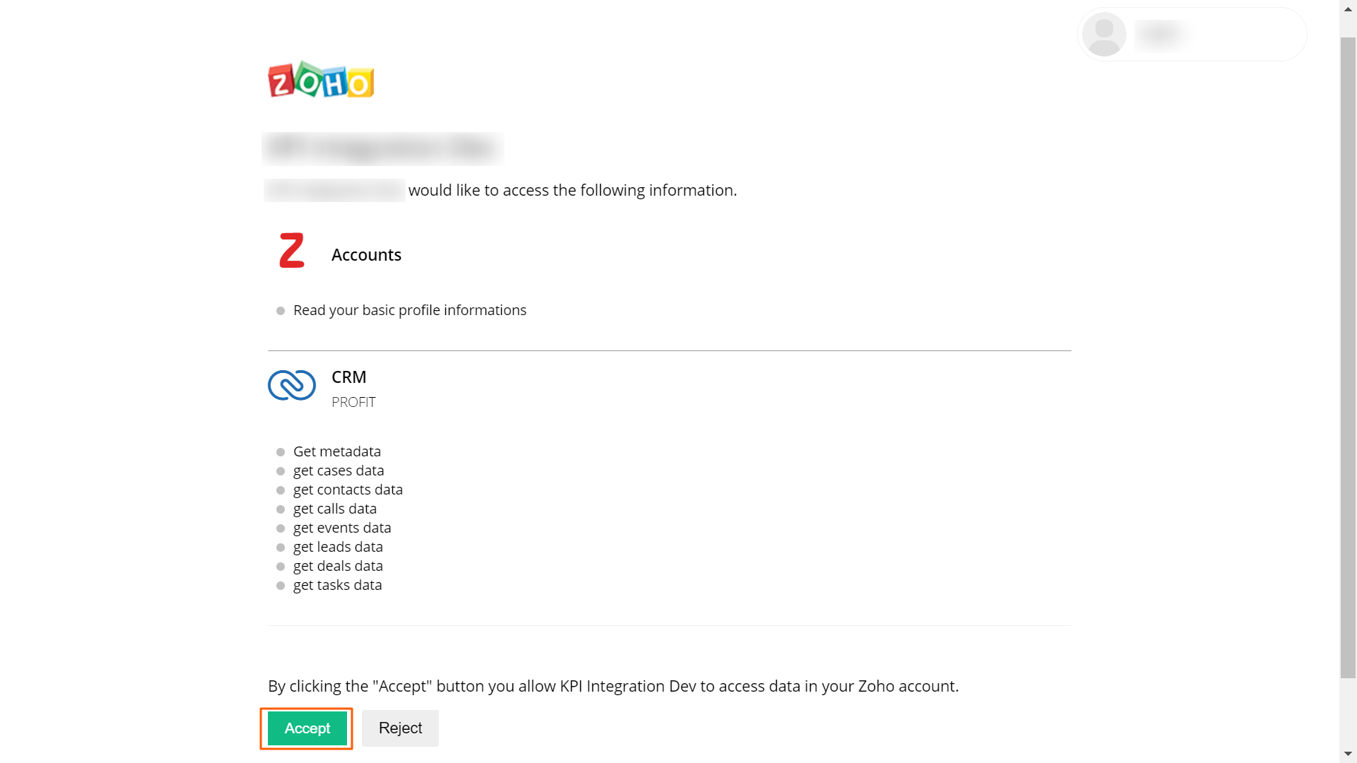 Step 3: Authenticate with Zoho CRM screenshot 4
